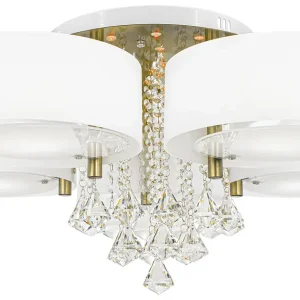 Ograniczona ilość Glamour LAMPA sufitowa DRS8006/5 21QG Elem abażurowy plafon z łańcuszkami biały mosiądz