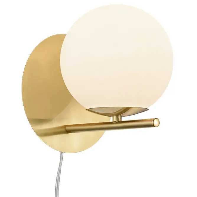 Loftowa LAMPA ścienna NYXIS  DL108202000 Trio szklana OPRAWA kinkiet kula mosiądz biała Oferta czasowa
