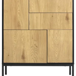 Oferta czasowa Komoda metalowa czarna z naturalnymi frontami z metalowymi nogami 80x40 cm