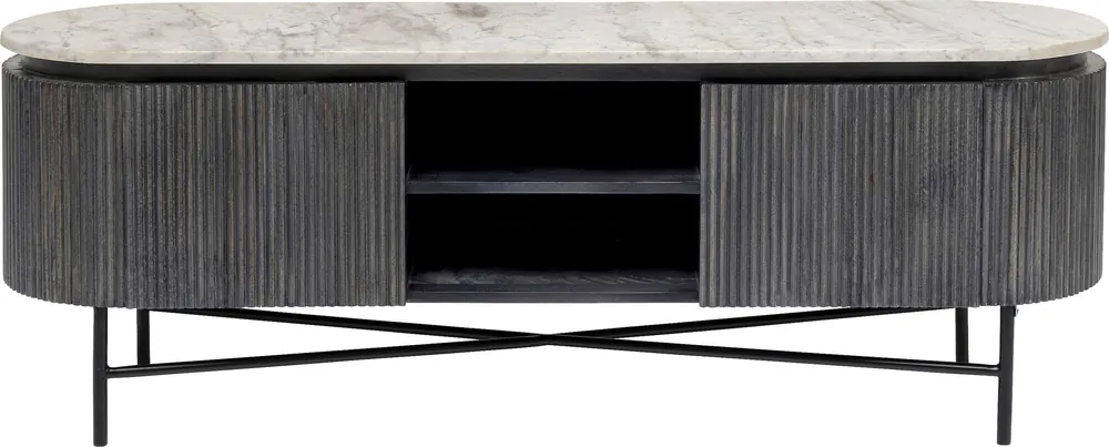 Bestseller Szafka RTV czarna nogi metalowe 150cm