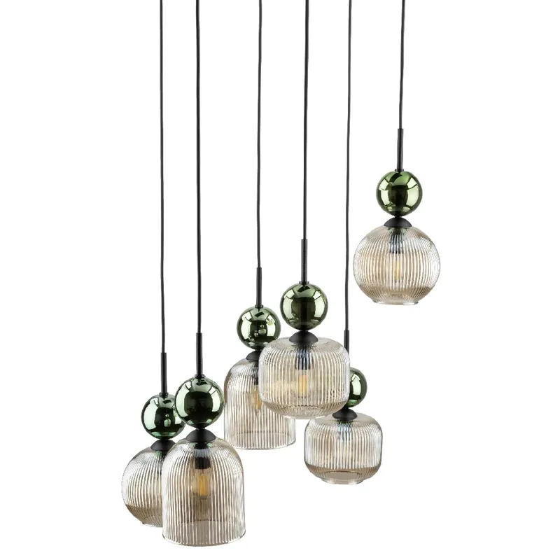 Glamour lampa zwisająca Sophia Green 11150 klosze żebrowane zielony Rabat