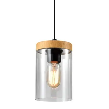 Szklana lampa wisząca Wels 3121984 przydymiony drewniany czarny Hit sprzedaży