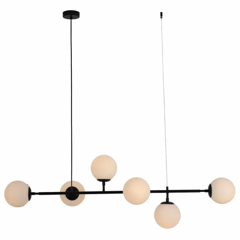 Kup teraz Modernistyczna lampa wisząca ALISA LP005/6P BK/WH Light Prestige metalowa oprawa szklane kule zwis złoty biały