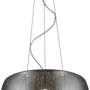 Lampa wisząca Rain P0076-05L-F4K9 dekoracyjna oprawa w kolorze srebrnym z dymionym, szklanym kloszem ZUMA LINE Popularny