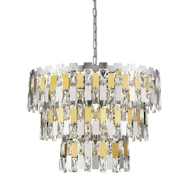 Żyrandol glamour ANZIO P048004AF4D7 okrągły na łańcuchu złoty chrom Szybka dostawa