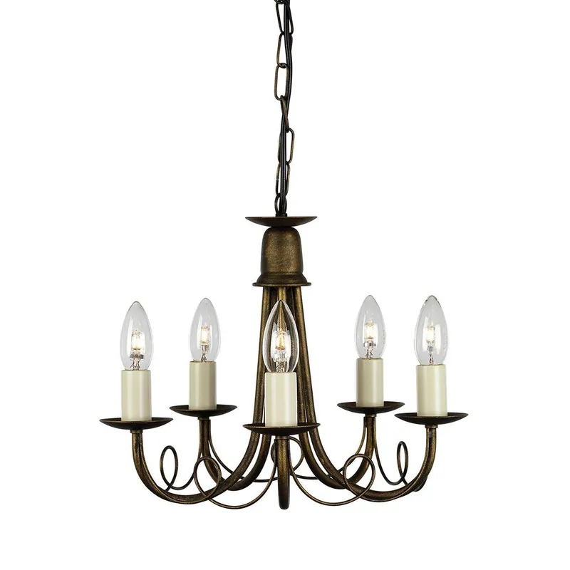Żyrandol Minster MN5-BLK-GOLD Elstead Lighting klasyczna oprawa w kolorze czarno-złotym Łatwy zwrot