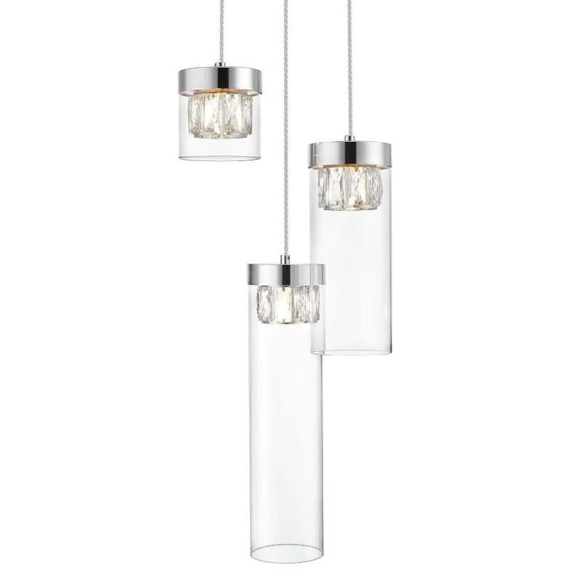 Wisząca lampa GEM P038903DF4AC szklana metalowy tuby chrom przezroczyste Zamów teraz