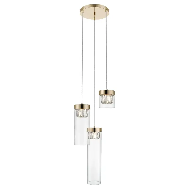 Nie przegap Szklana lampa wisząca GEM P038903DF7AC metalowa tuby złoty przezroczysty