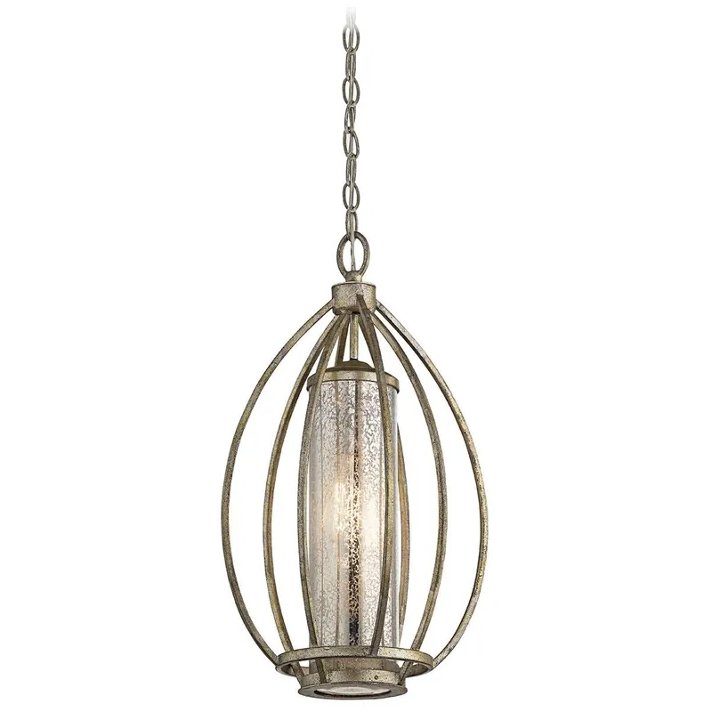 Kup teraz LAMPA wisząca KLROSALIEP Elstead KICHLER metalowa OPRAWA industrialny zwis klatka na łańcuchu złota