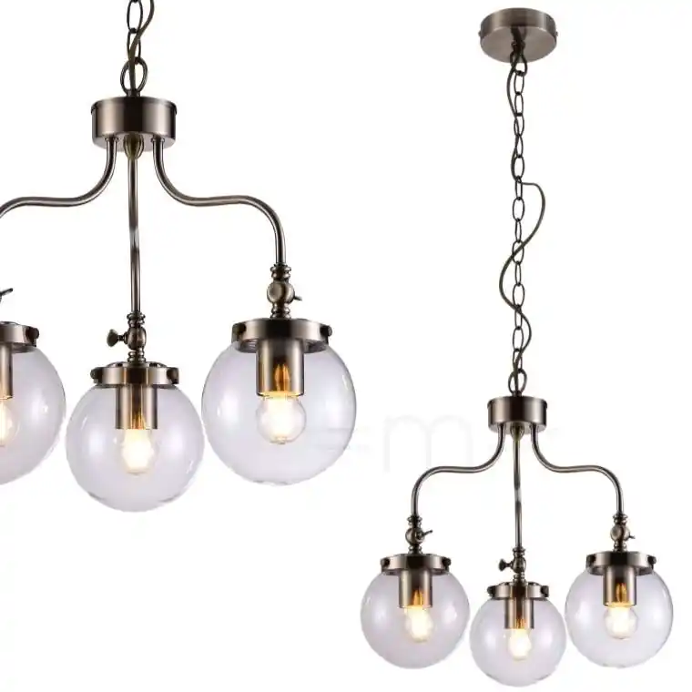 Niska cena Lampa wisząca BALLET 3370869 na łańcuchu szklane kule przezroczyste