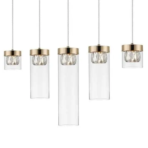 Łatwy zwrot Lampa wisząca GEM P038905EF7AC glamour szklane tuby złoty przezroczysty