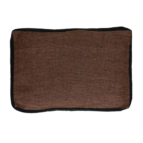 Lniana poduszka dekoracyjna z welurowymi bokami Alpha Borders 60x40, choco  Pomax Oferta limitowana