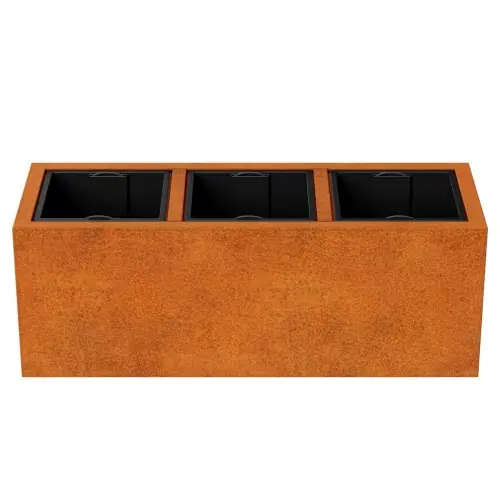 Podłużna donica cortenowa z wkładem Depo 125x45x45 Decorti Ograniczona ilość