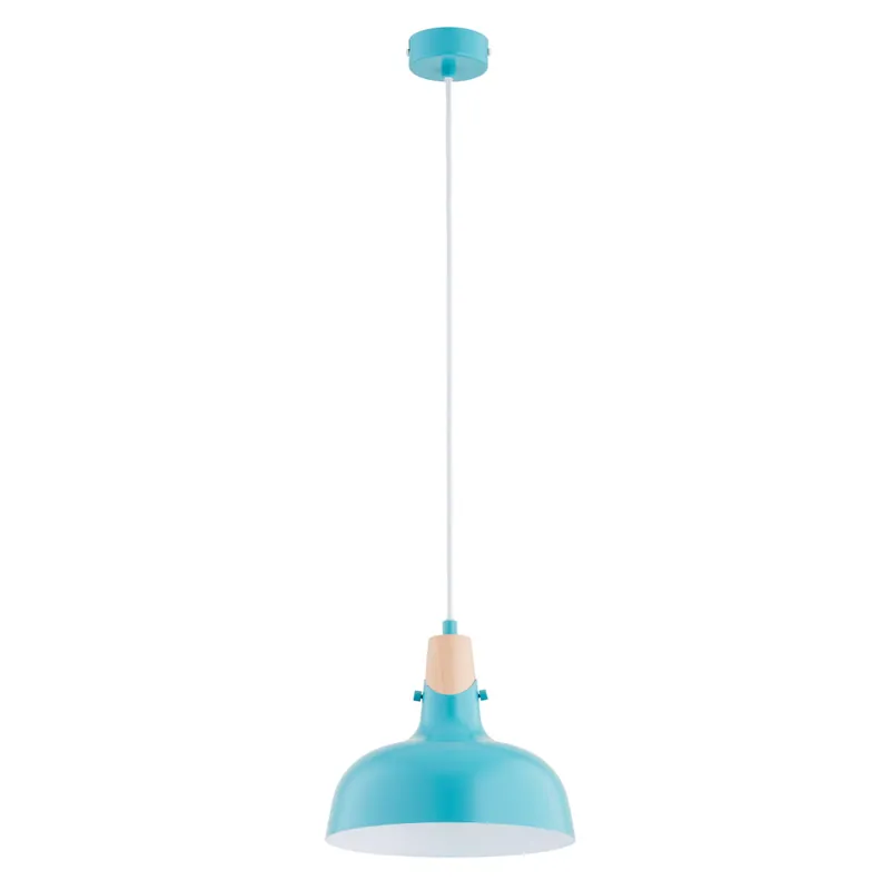 Ostatnia szansa Solo II lampa wisząca 1xE27 niebieska/drewno 61320