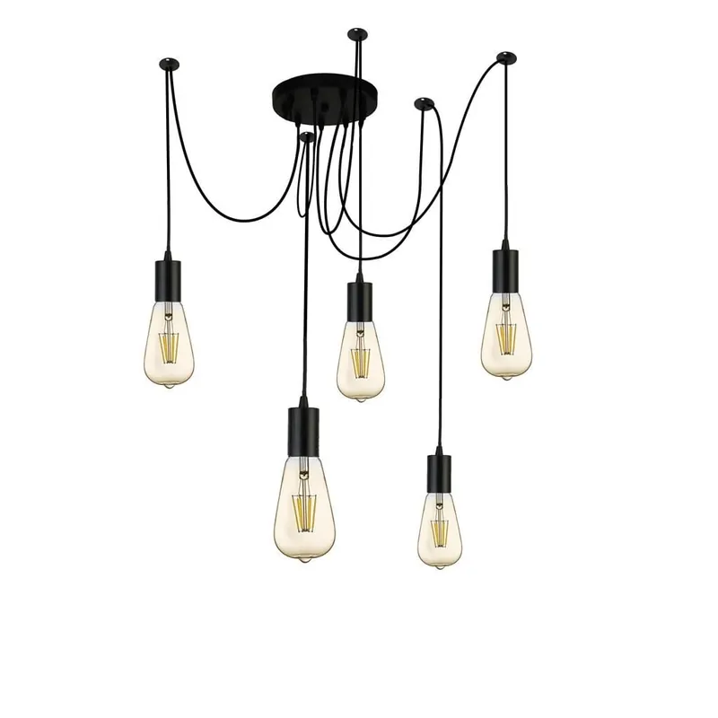 Szybka dostawa Squiggle lampa wisząca 5punktowa czarna 96655BK