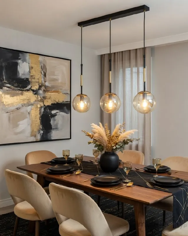 Rabat Verone lampa wisząca 3xE14 czarna złota 62648