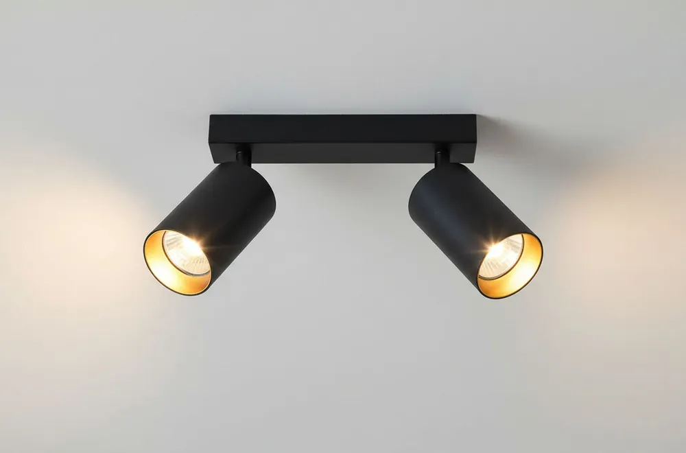 Eris lampa sufitowa (spot) 2punktowa czarna/złota Premium