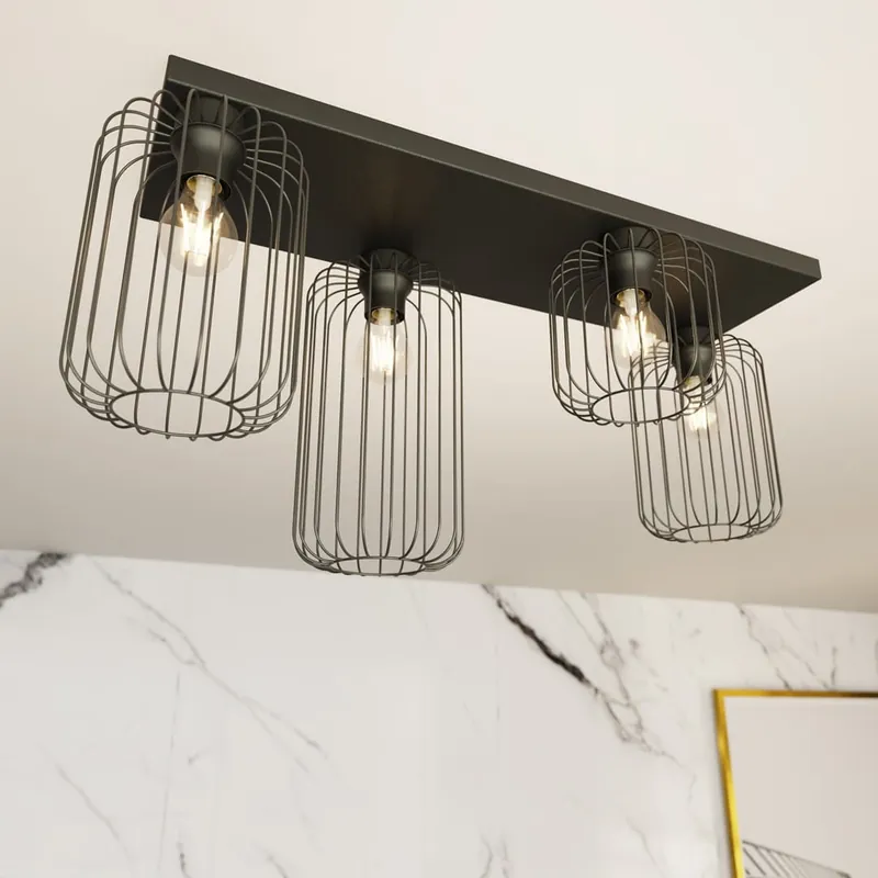 Barn 4BL lampa sufitowa 4xE27 czarna 1367/4 Oferta