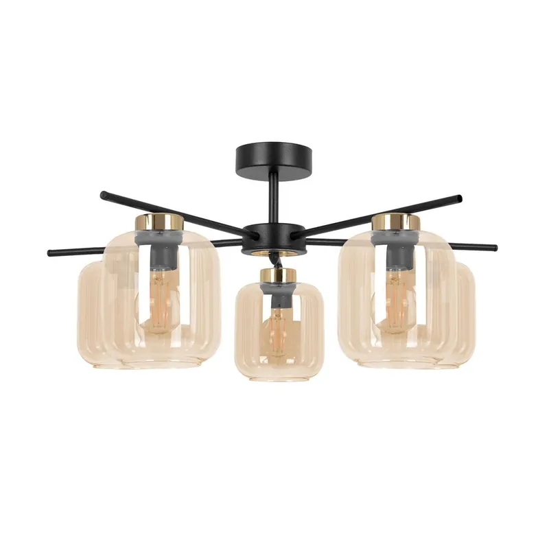 Oferta czasowa Iga lampa sufitowa 5xE27 czarna/bursztynowy K5512