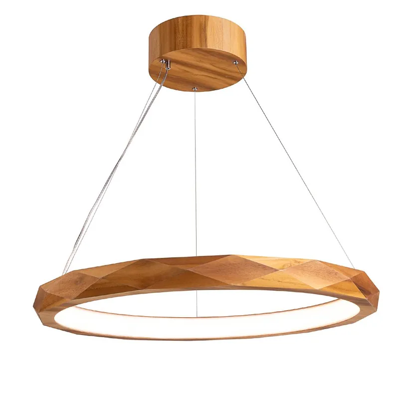 Hit sprzedaży Lampa wisząca Angular oprawa w kolorze drewna QN-ANGULAR-RING-LED-80-TEAK QUINTIESSE