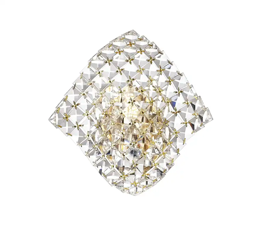 Popularny Kinkiet TIARA W0221-01S-F7AC kryształowa oprawa z elementami złota ZUMA LINE